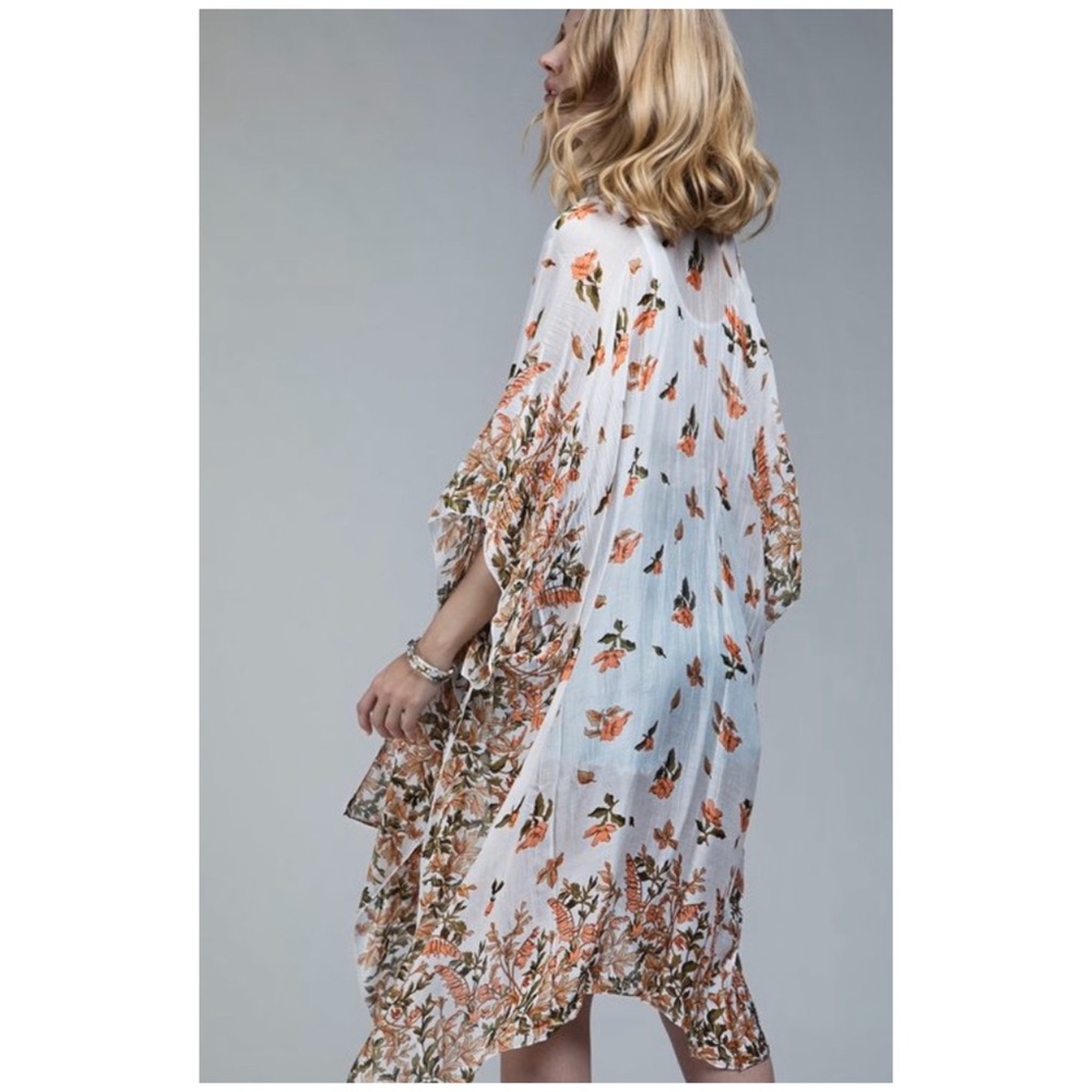 SOLD OUT Open Chiffon Floral Kimono Wrap - Picture 2 of 2